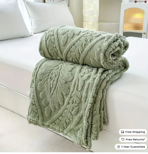 Paris Weave Jacquard Fleece Blanket – Soft Microfiber Throw for Cozy Layering and Elegant Home Decor
